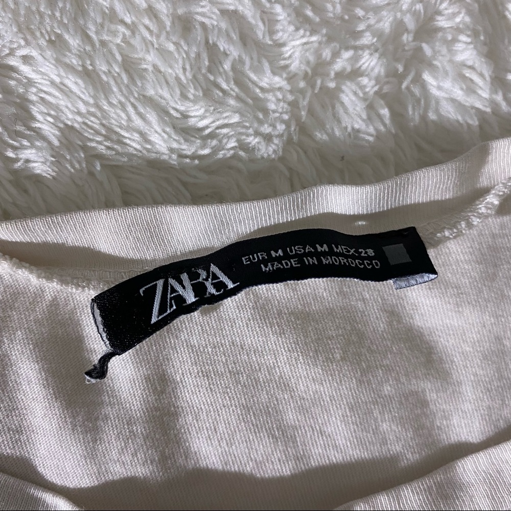 ZARA White Pocket Cropped Tee - Picture 3 of 3